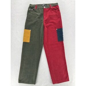Vintage Minga London Pants Womens 8 Green Red Colorblock Corduroy Baggy Retro